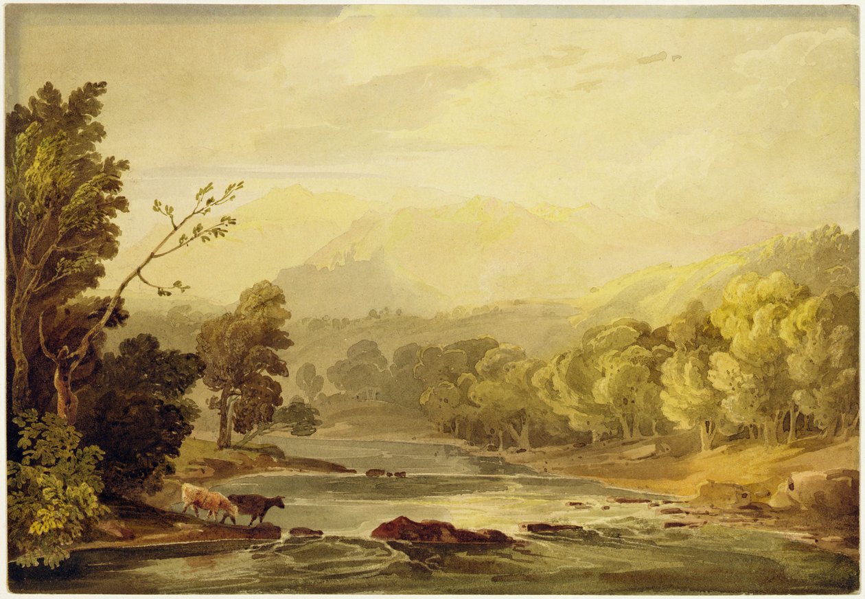 En utsikt over Brathay nær Ambleside (wc over spor av grafitt på papir) av Anthony Vandyke Copley Fielding