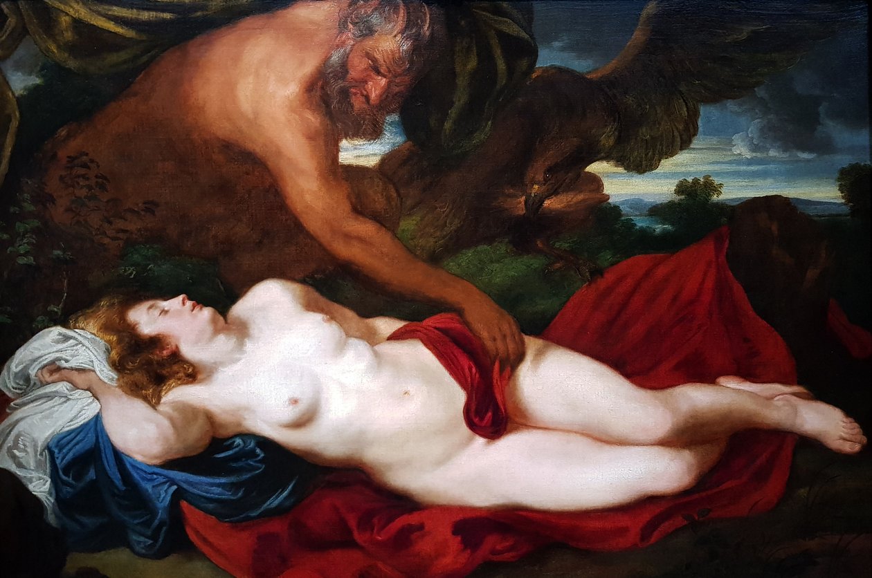 Jupiter som Satyr med Antiope av Anthony van Dyck