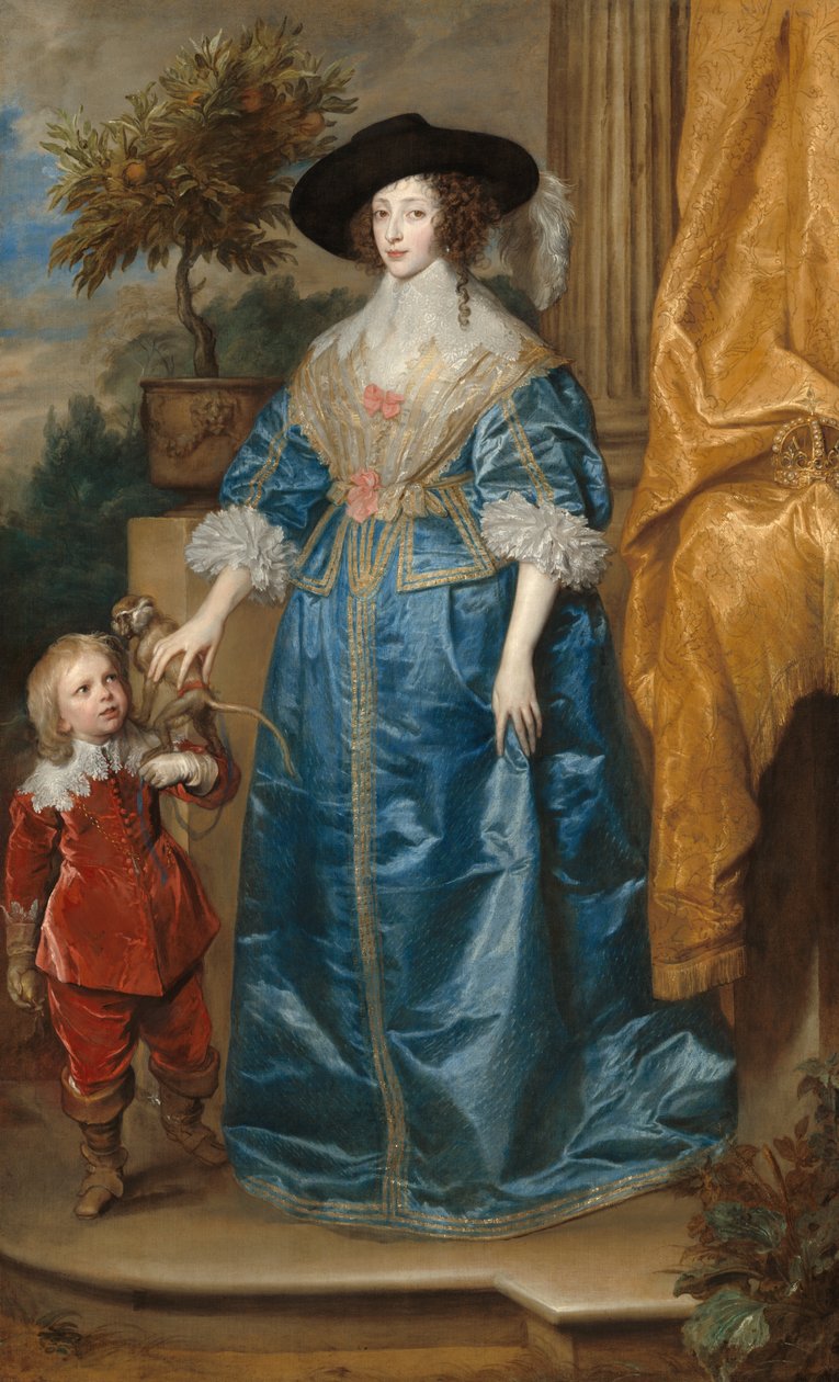 Portrett av dronning Henrietta Maria, med dvergen Sir Jeffrey Hudson av Anthony van Dyck