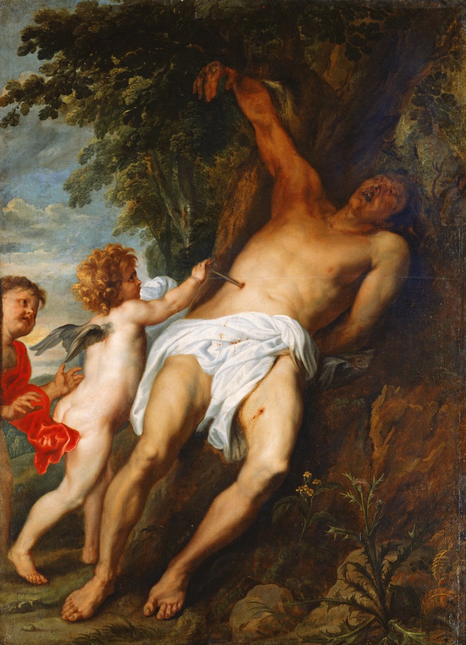 Saint Sebastian reddet av engler av Anthony van Dyck