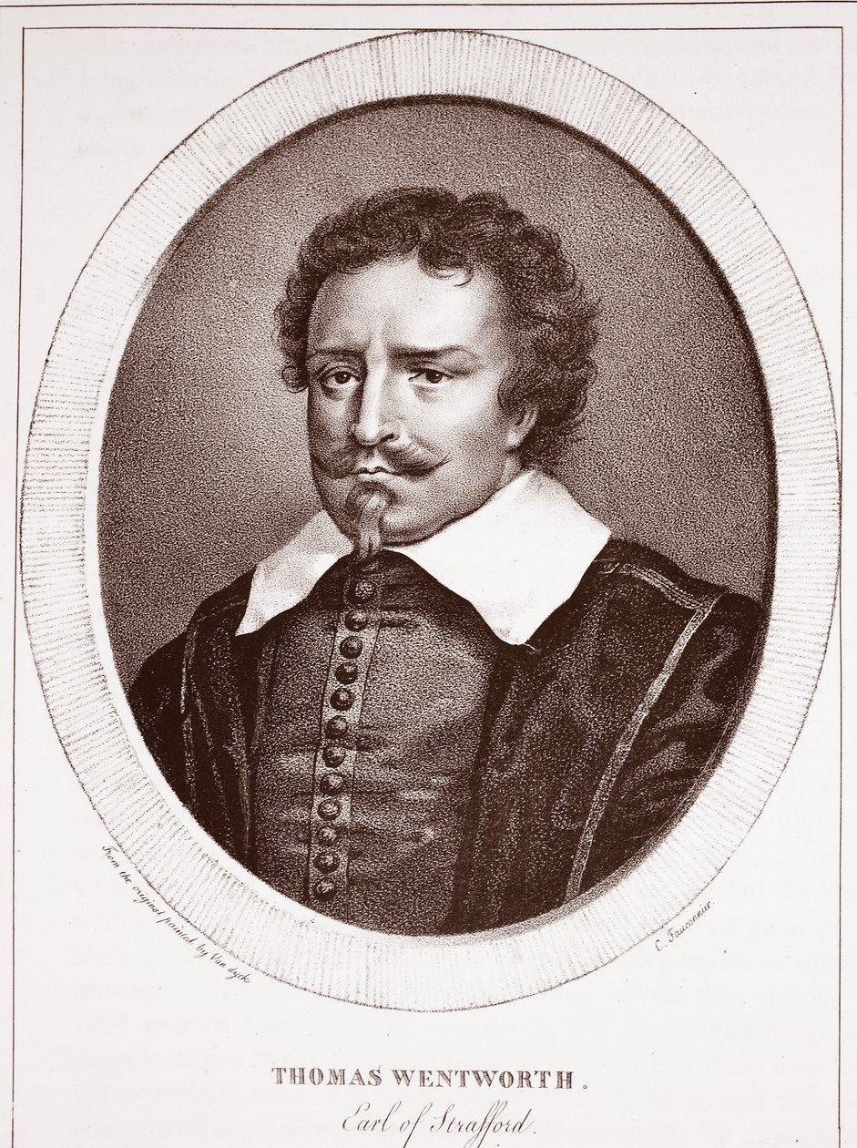 Thomas Wentworth, jarl av Strafford, tilskrevet C. Fauconnier, gravert av de Langlume av Anthony van Dyck