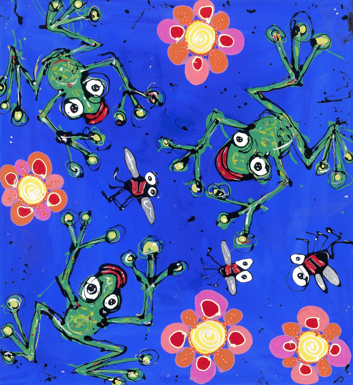 Frog Wallpaper, 2008 (emaljert akrylglidelås på lerret) av Anthony Breslin