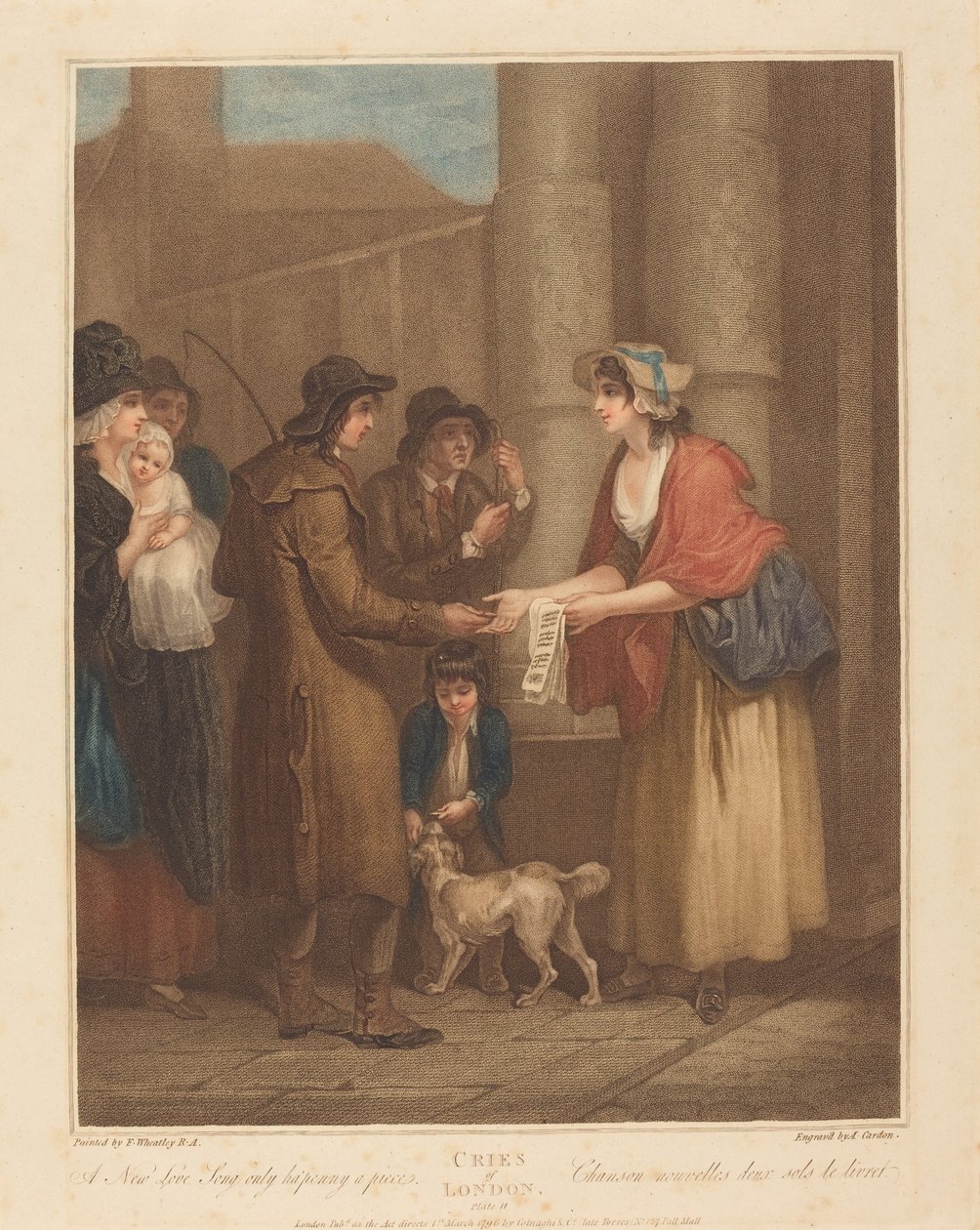 En ny kjærlighetssang Bare en Ha'Penny a Piece av Anthony Cardon after Francis Wheatley