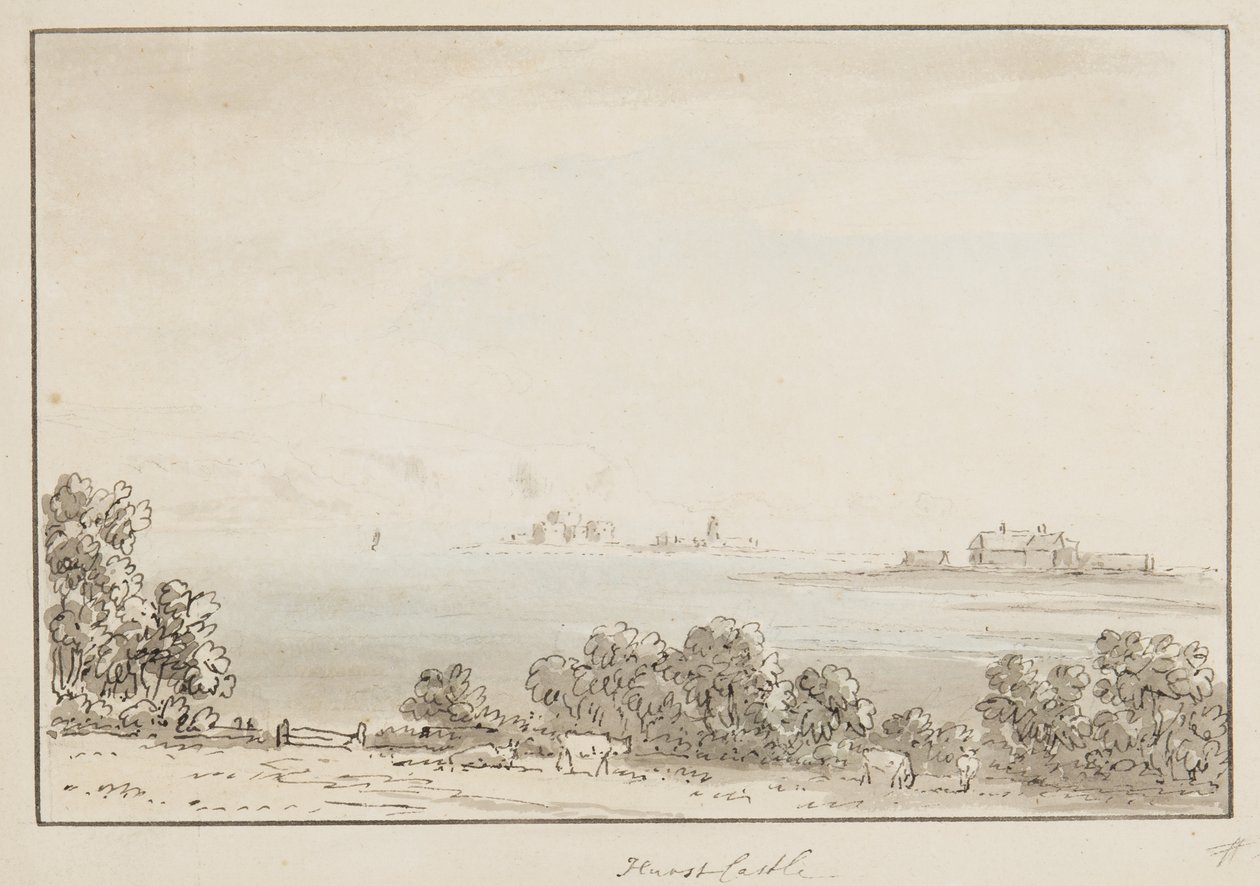 Hurst Castle (blekk og wc på papir) av Anthony Devis