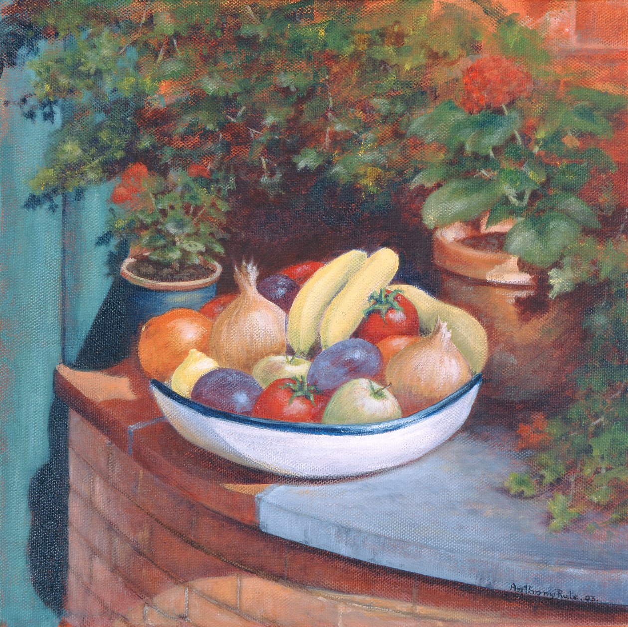 Fruit and Veg al Fresco, 2003 (akryl) av Anthony Rule