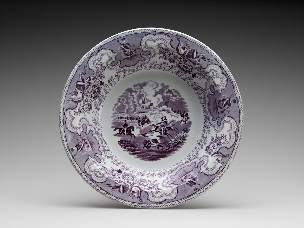 Serveringsskål, ca. 1853-1856 (blyglasert keramikk med overføringstrykk) av Anthony Shaw