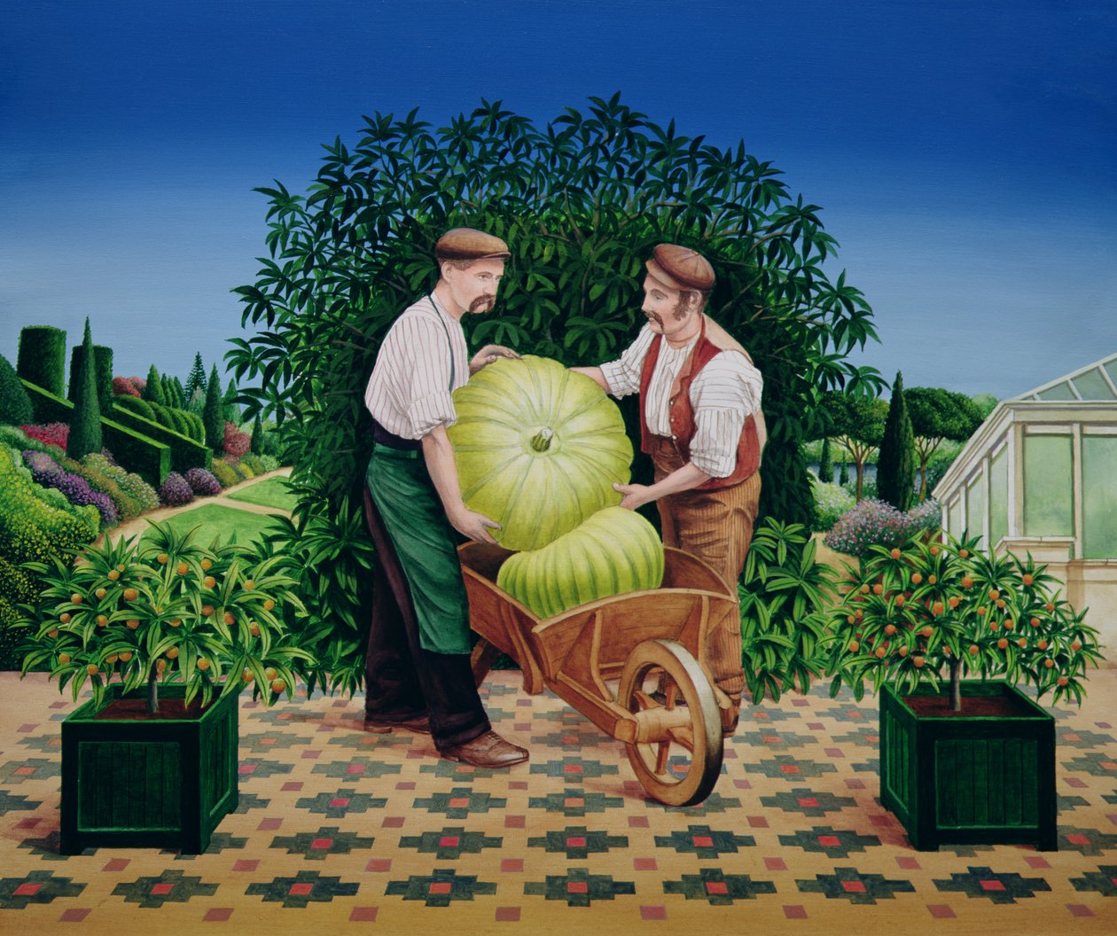 Gardeners, 1990 (akryl om bord) av Anthony Southcombe