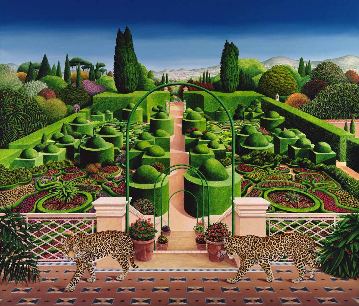 Italian Garden, 1987 (akryl om bord) av Anthony Southcombe