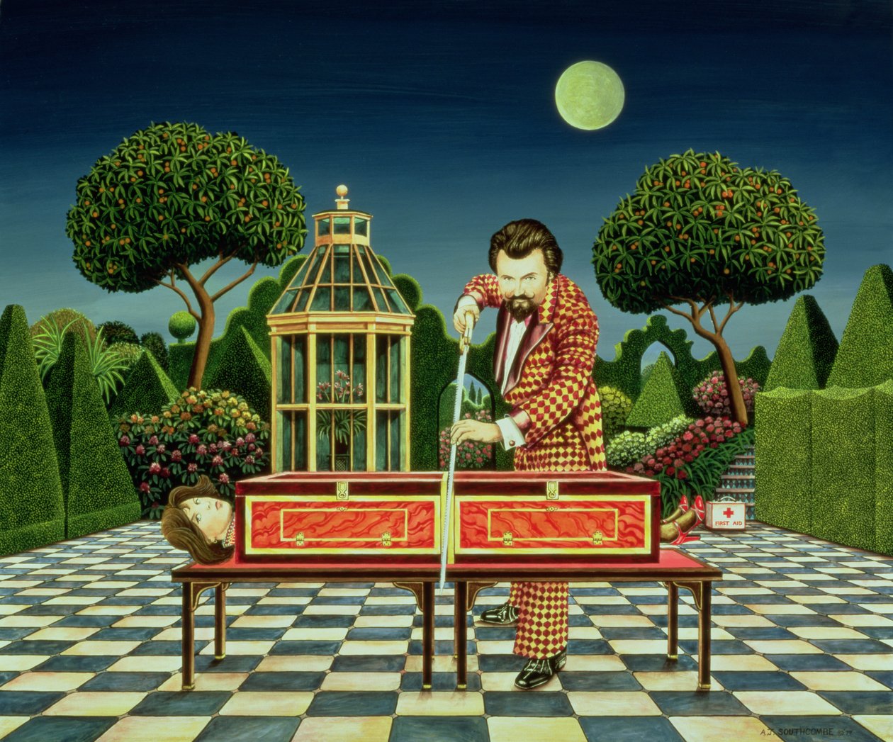 Moonlight Magician, 1979 (akryl om bord) av Anthony Southcombe