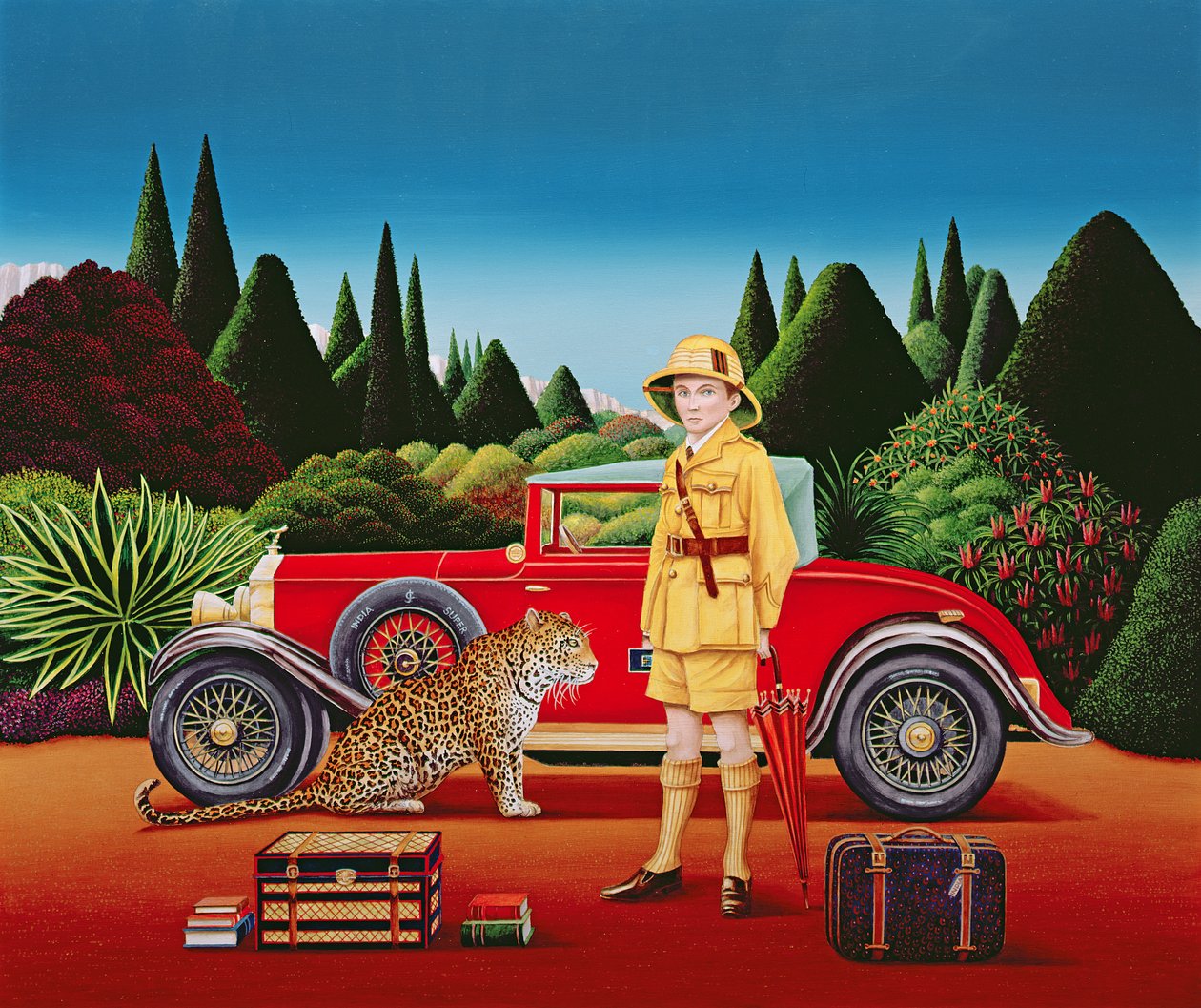 Red Rolls Royce, 1992 (akryl om bord) av Anthony Southcombe