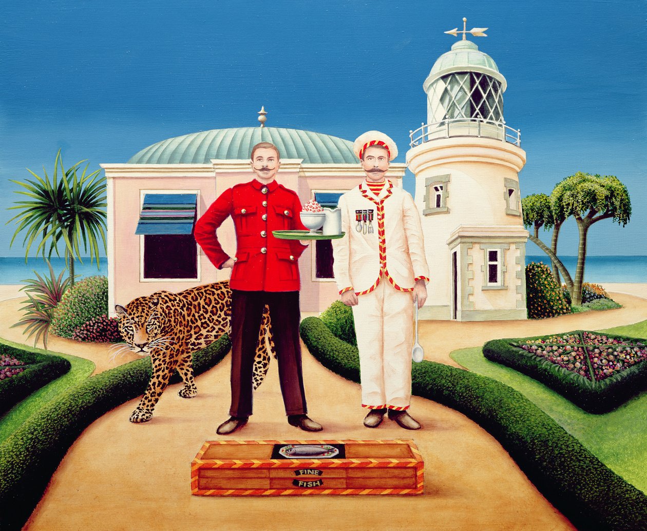 The Cook and Waiter, 1996 (akryl om bord) av Anthony Southcombe