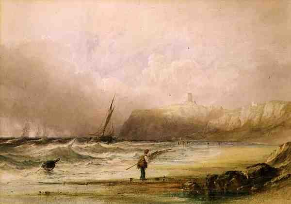 En luftig dag på Scarborough (akvarell) av Anthony Vandyke Copley Fielding