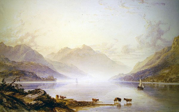 Loch Lomond at Dawn (olje på lerret) av Anthony Vandyke Copley Fielding