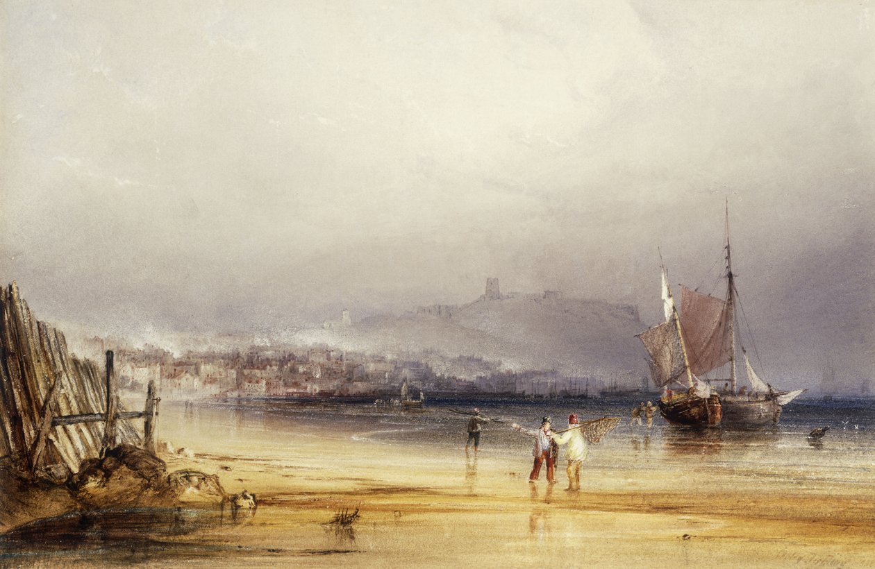 Scarborough Castle fra sør, 1838 av Anthony Vandyke Copley Fielding