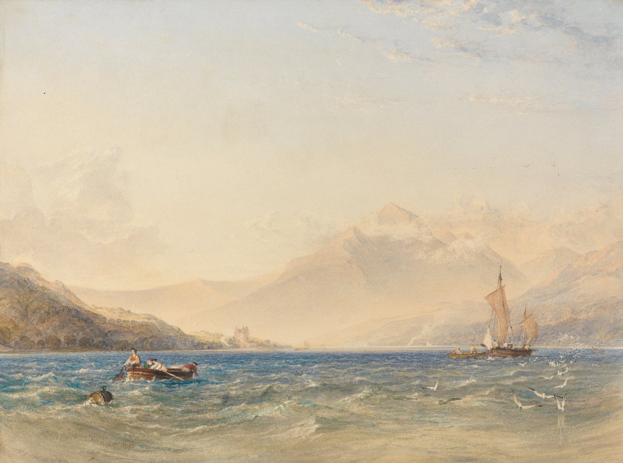 Lederen av Loch Fyne, med Dindarra Castle av Anthony Vandyke Copley Fielding