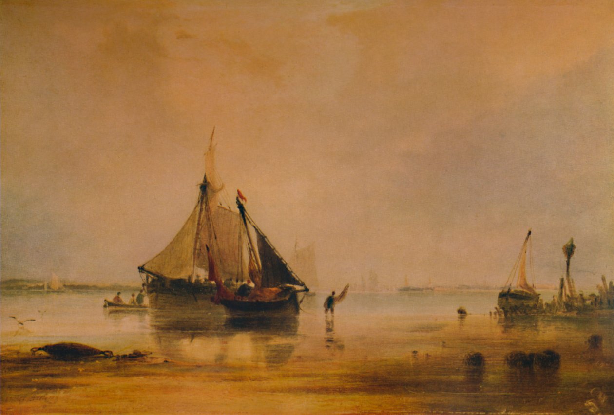 Fartøy på kysten nær Southampton, c1831, 1935 av Anthony Vandyke Copley Fielding