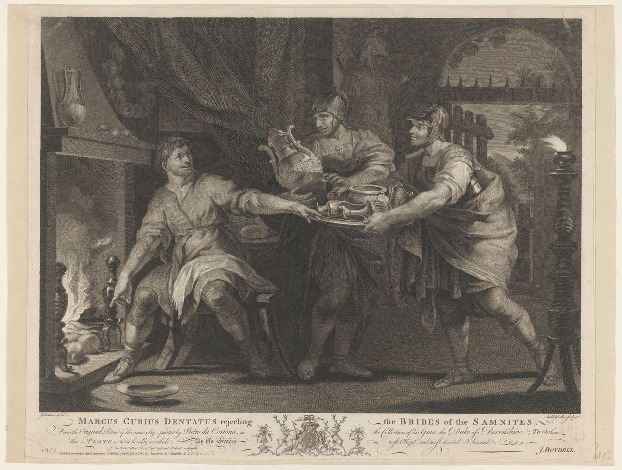 Manius Curius Dentatus weigert de geschenken van de Samnieten Marcus Curius Dentatus avviser bestikkelser fra samnittene (tittel på objekt) av Anthony Walker