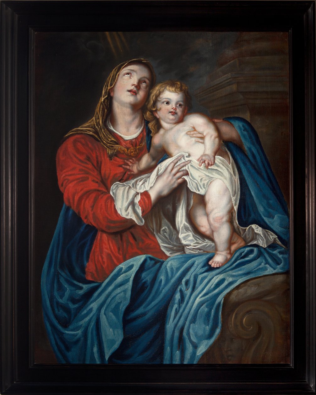 Anonym. Jomfru med barnet. 18. århundre (?). av Anthony van (after) Dyck
