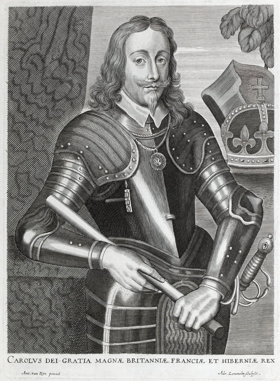 Charles the Grace of Storbritannia, Frankrike og Irland (linjegravering) av Anthony van (after) Dyck