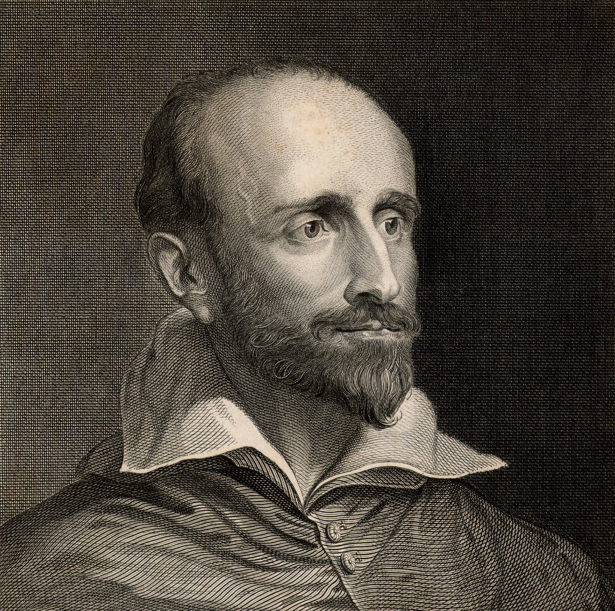 Guido Bentivoglio (1579-1644) italiensk kardinal, statsmann, diplomat og historiker (gravering) av Anthony van (after) Dyck