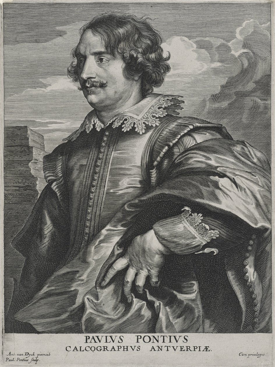 Paulus Pontius (gravering på lagt papir) av Anthony van (after) Dyck