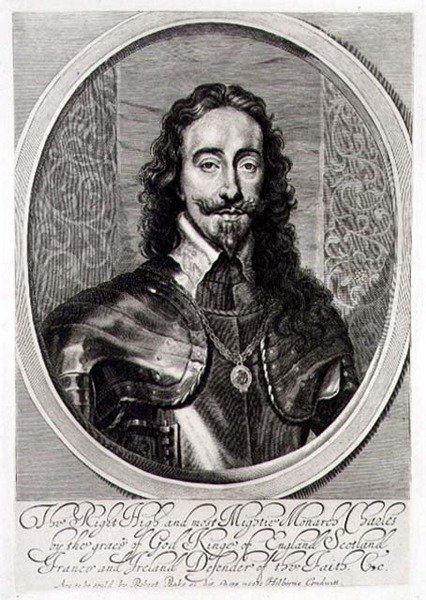 Portrett av Charles I (1600-49) gravert av William Faithorne (1616-91) 1658 (gravering) av Anthony van (after) Dyck
