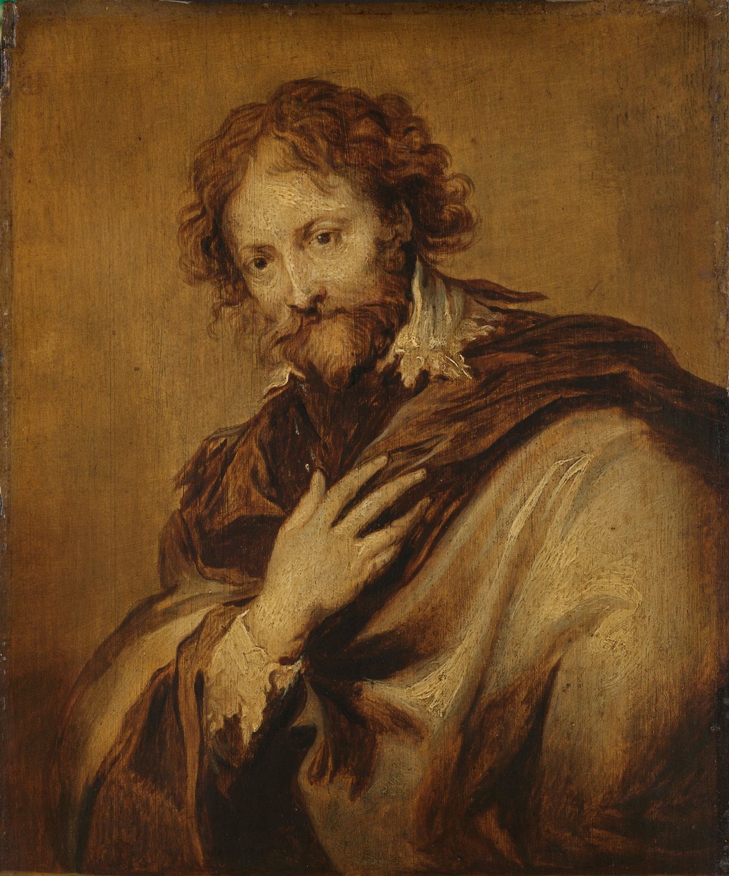 Portrett av Peter Paul Rubens (1577-1640), ca. 1630-50 (olje på panel) av Anthony van (after) Dyck
