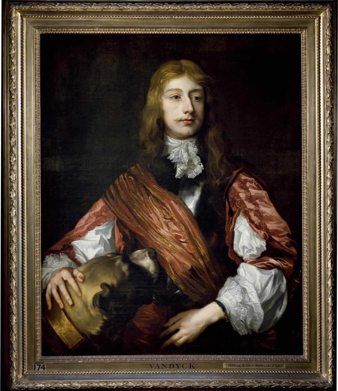 Thomas Killigrew og hunden hans (olje på lerret) av Anthony van (studio of) Dyck