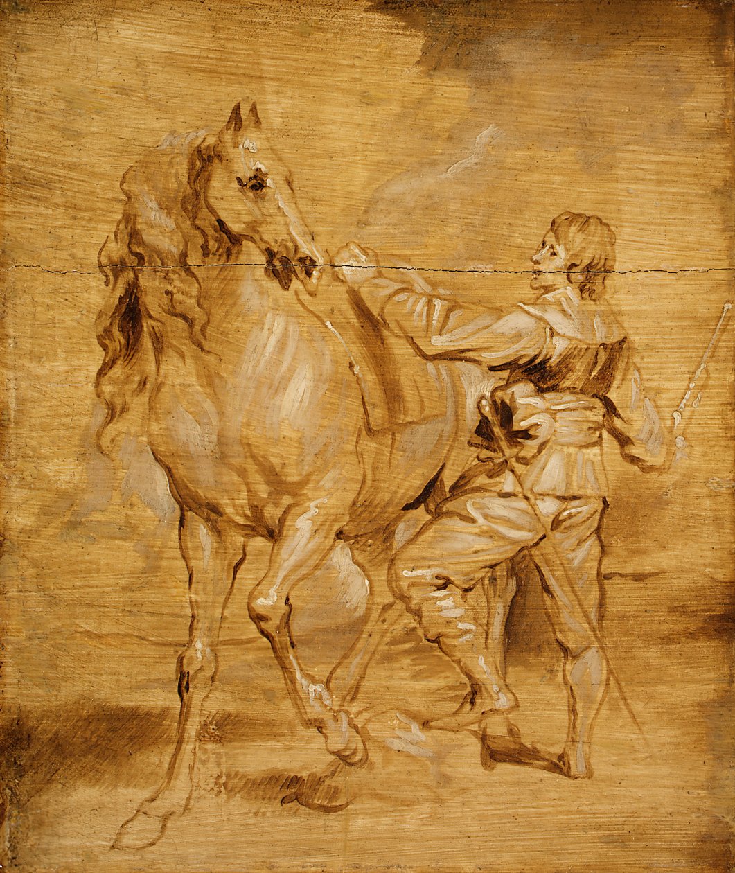 En mann som setter opp en hest, ca. 1630. av Anthony van Dyck