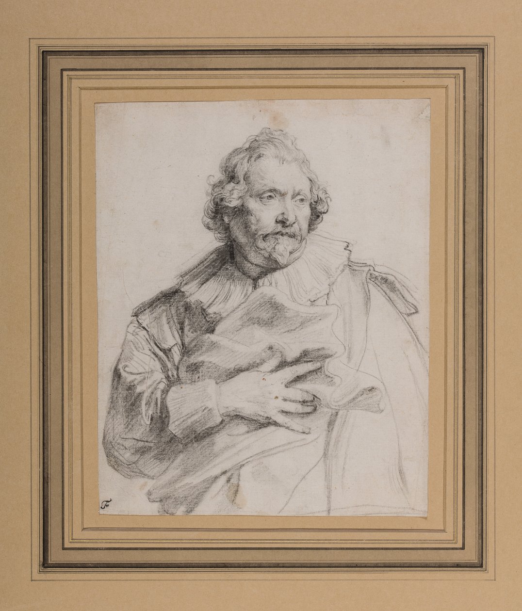 Carolus de Mallery, ca. 1632-35 (svart kritt på hvitt papir) av Anthony van Dyck