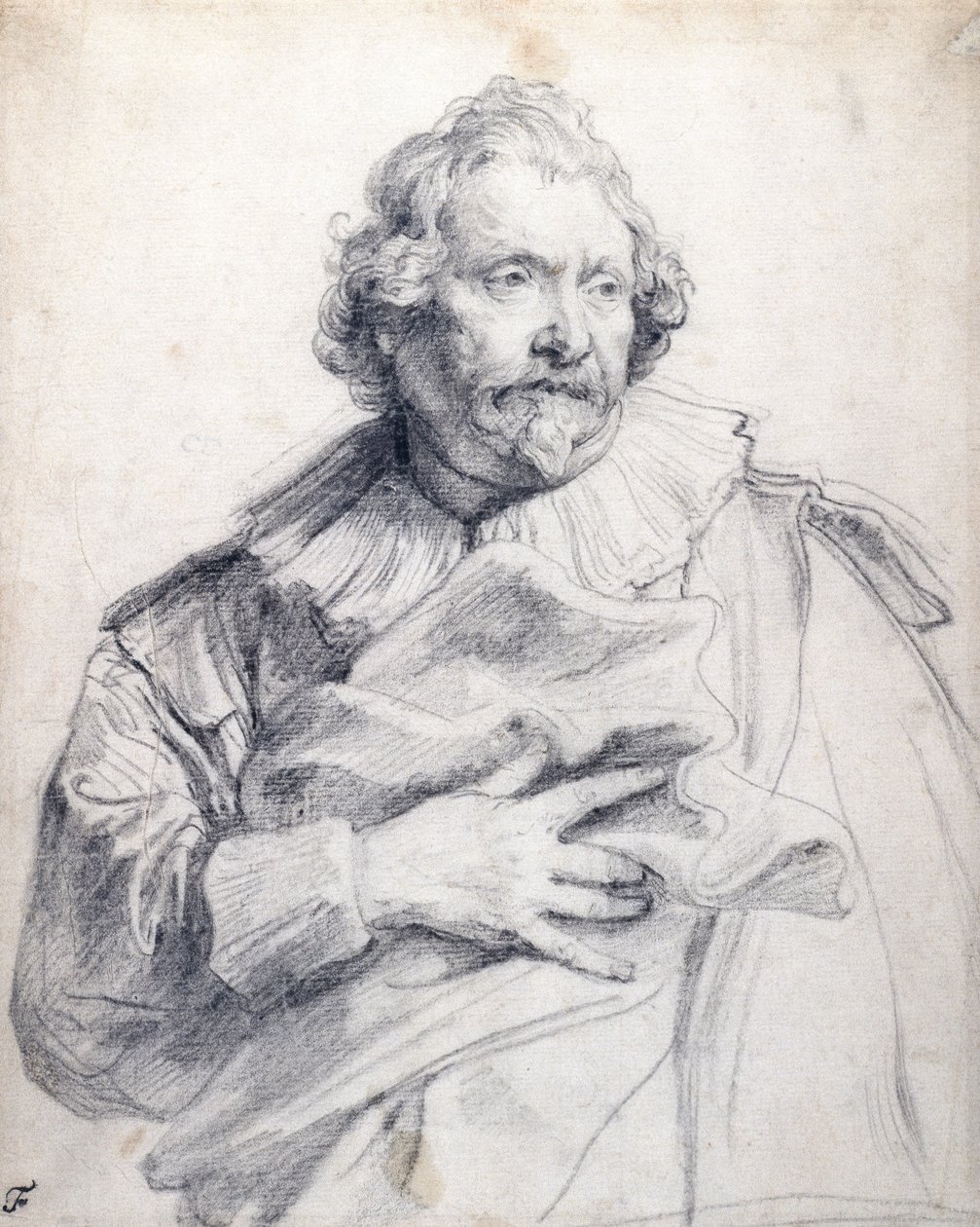 Carolus de Mallery, ca. 1632-35 (svart kritt på hvitt papir) av Anthony van Dyck