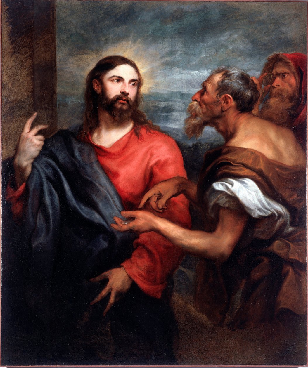 Kristus har valutaen eller "" betalingen av hyllesten"" Maleri av Antonia Van Dyck (1599-1641) 1623-1624 Søn. 140x120 cm Genes, Galleria di Palazzo Bianco av Anthony van Dyck