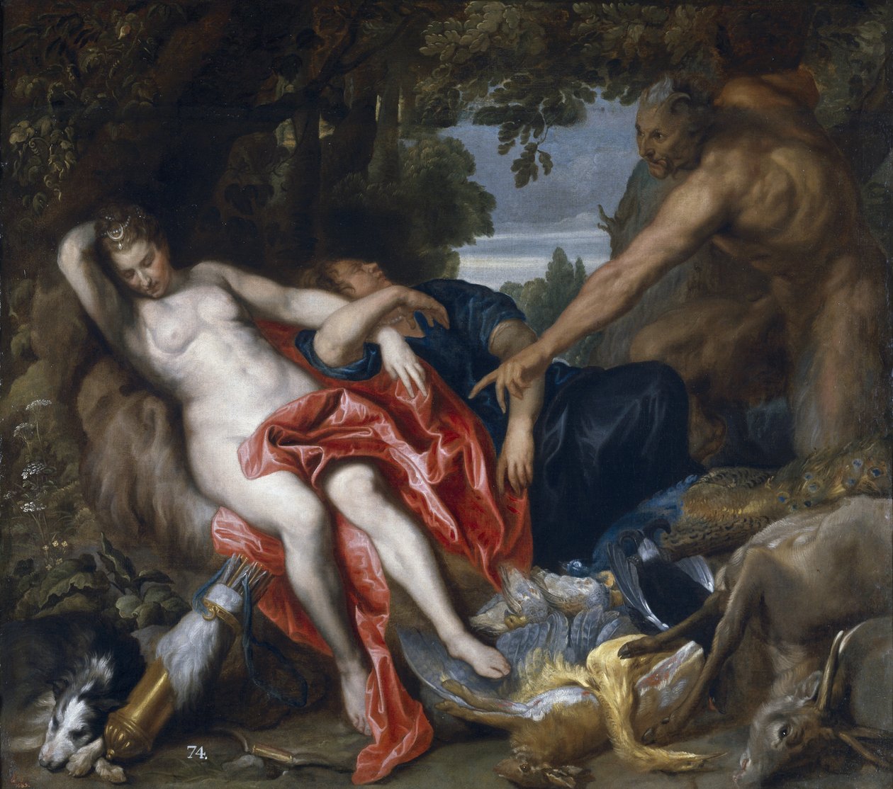 Diana og nymfen hennes overrasket av satyr av Anthony van Dyck
