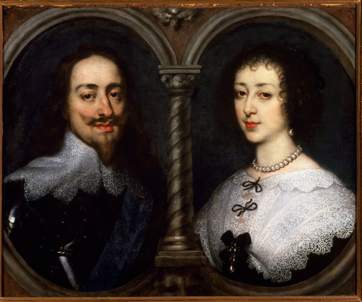 Dobbeltportrett av Charles I Stuart av England (1600-1649) og Henriette Marie av Frankrike (1609-1669). Maleri av Antoine (Antoine eller Antoon eller Anton) Van Dyck (1599-1641) av Anthony van Dyck