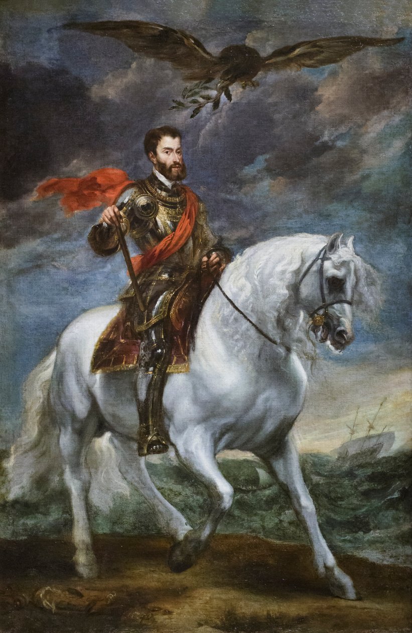 Rytterportrett av keiser Charles V, 1621-27 (olje på lerret) av Anthony van Dyck