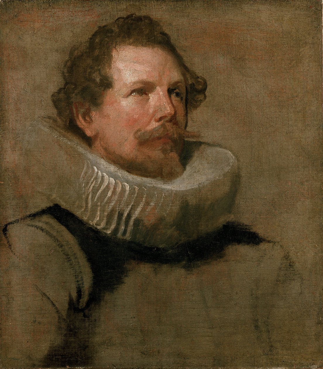 Hodet til en skjeggete mann iført en Wheel Ruff, 1600-tallet av Anthony van Dyck