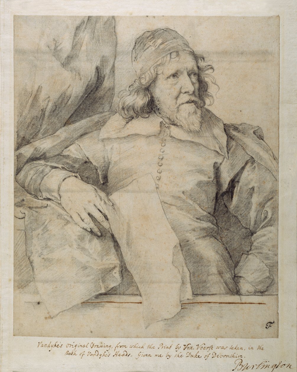 Inigo Jones (svart kritt på papir) av Anthony van Dyck