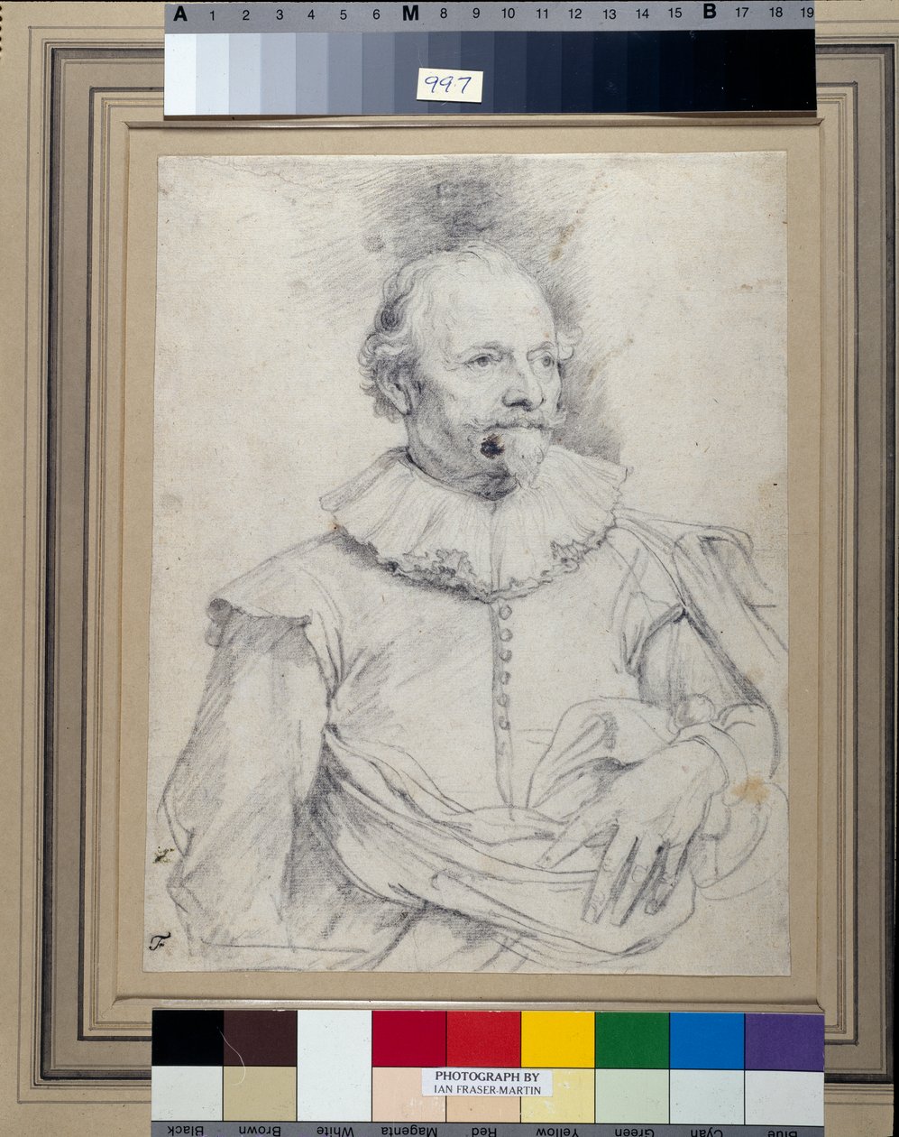 Paulus Halmalius, vulgo van Halmale, ca. 1632-35 (svart kritt på hvitt papir) av Anthony van Dyck
