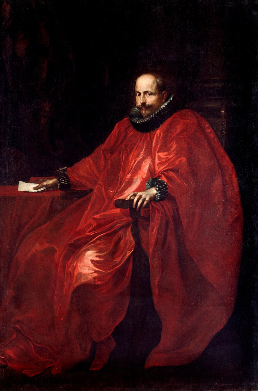 Portrett av Agostino Pallavicino (1577-1649) i ambassadørens kjole til pave Gregoire XV, maleri av Antonie Van Dyck (1599-1641) Søn. 219,5x148 cm Genes, Galleria di Palazzo Bianco av Anthony van Dyck