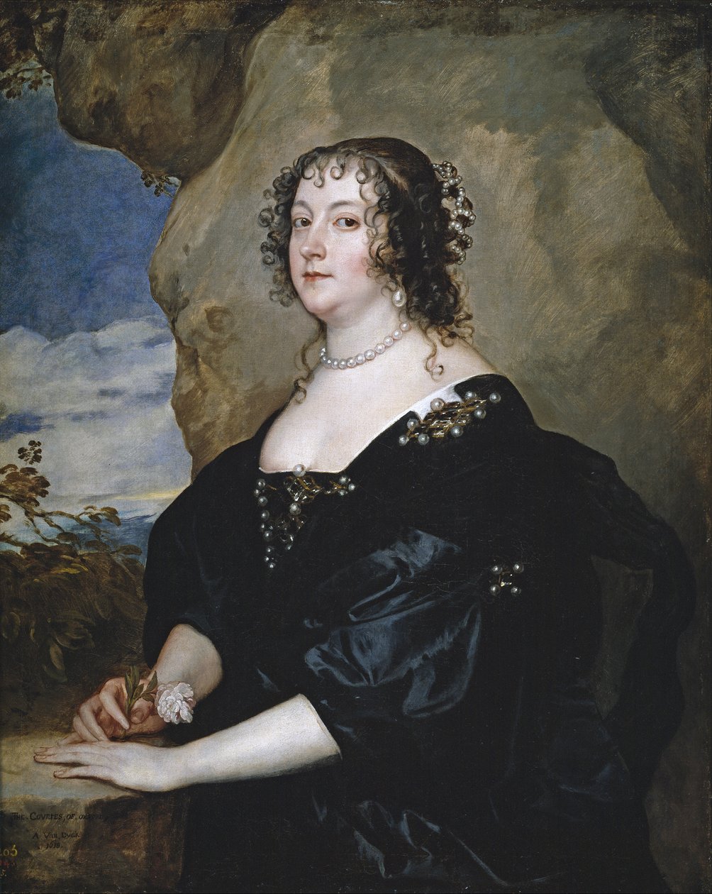 Portrett av Beatrice, grevinne av Oxford - Peinture de Sir Sir Anthonis (Anton ou Antoon) van Dyck (1599-1641) - 1638 - Olje på lerret - 107x86 cm - Museo del Prado, Madrid av Anthony van Dyck
