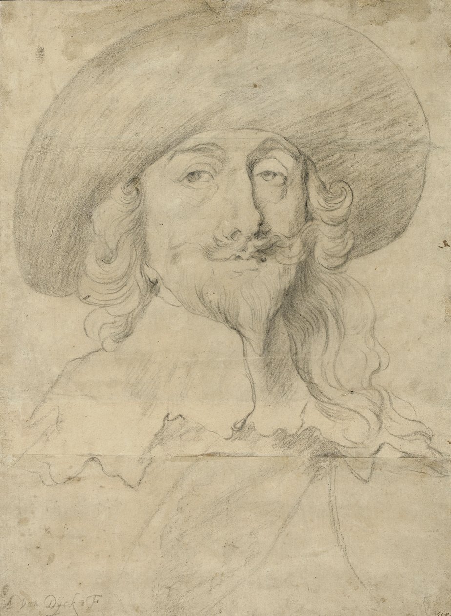 Portrett av Charles I (kritt på papir) av Anthony van Dyck