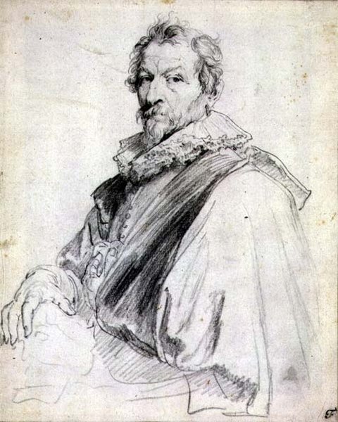 Portrett av Hendrick Van Balen (svart kritt) av Anthony van Dyck