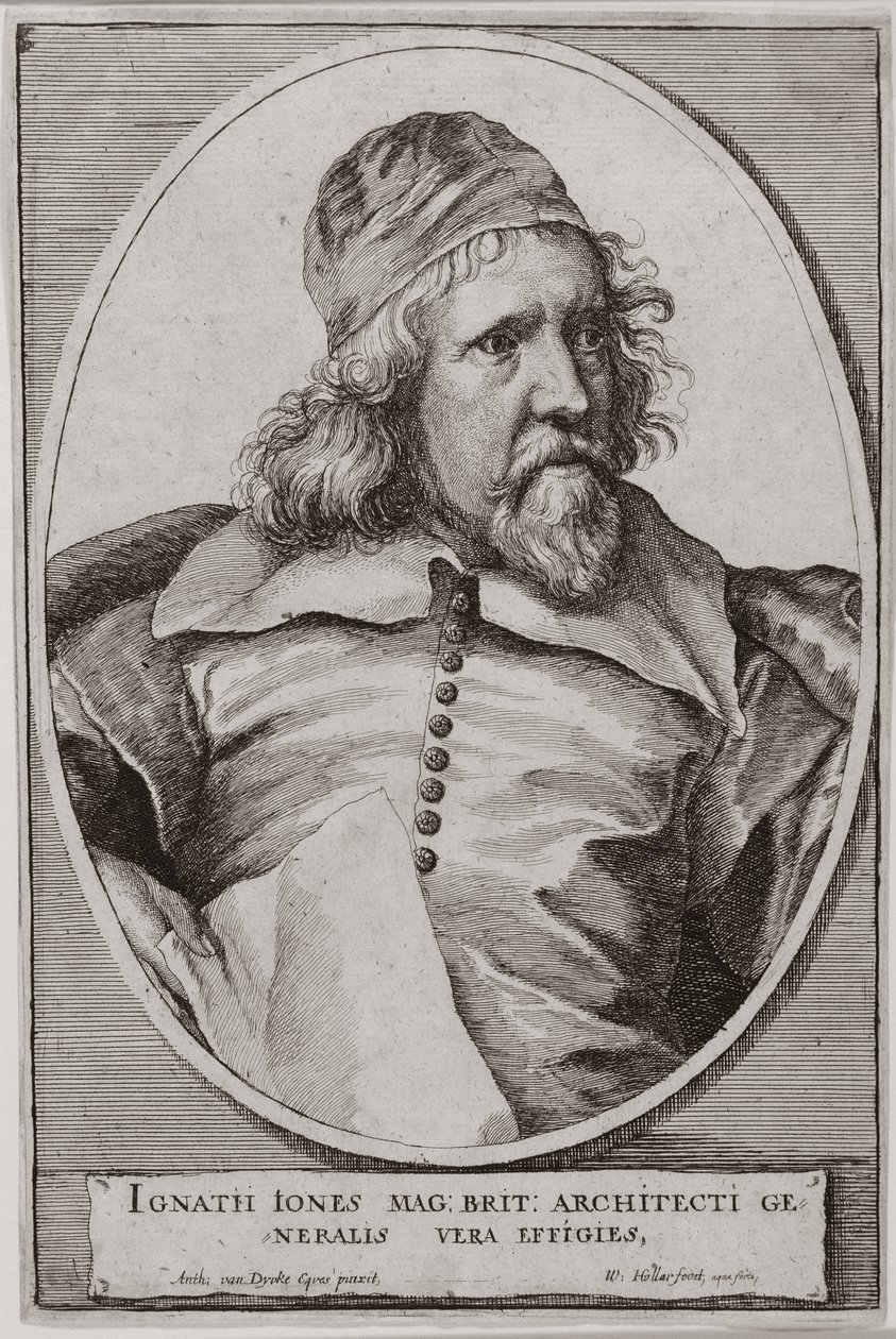 Portrett av Inigo Jones (1573-1652) gravert av Wenceslaus Hollar (1607-77) 1655 av Anthony van Dyck