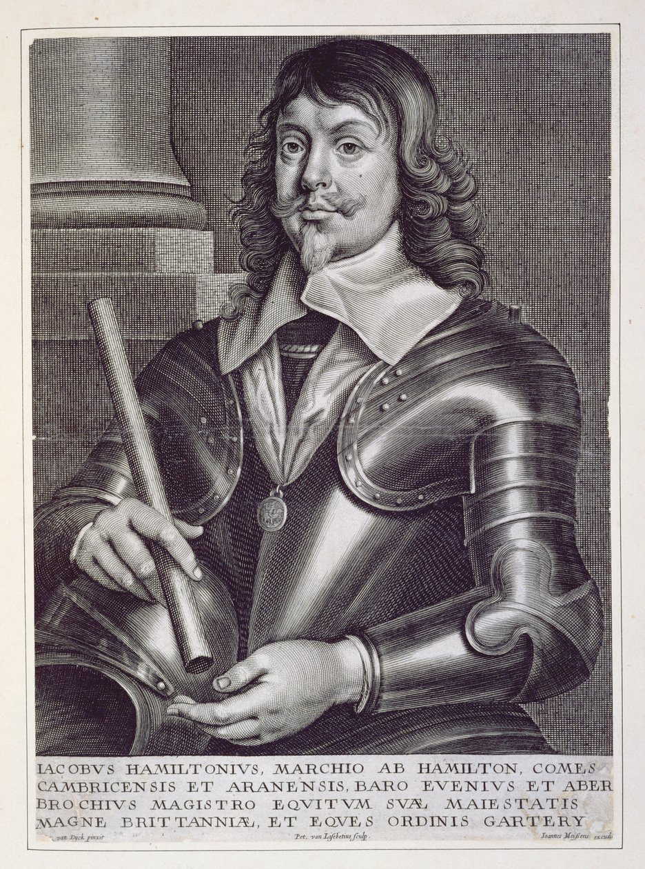 Portrett av James Hamilton (1606-49) 1. hertug av Hamilton, gravert av Joannes Meyssens (1612-70) av Anthony van Dyck