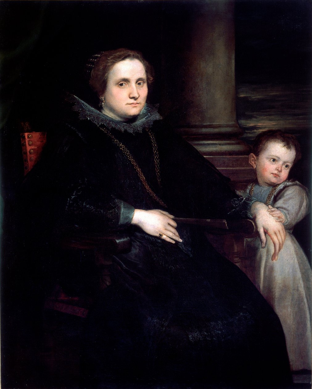 Portrett av dame med barn, maleri av Antonie Van Dyck (1599-1641) 1626 Dim.160x140 cm Genes, Nasjonalgalleriet i Palazzo Spinola av Anthony van Dyck