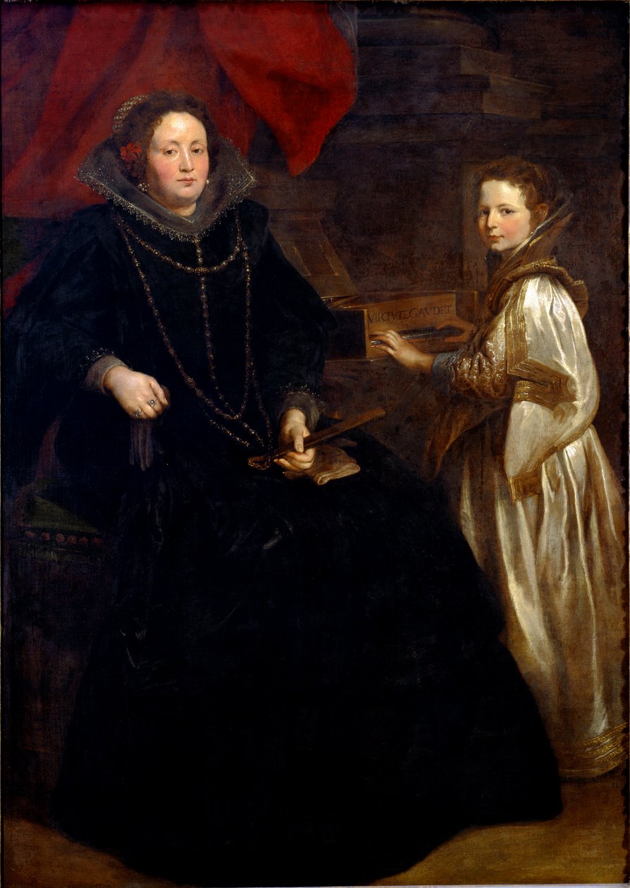 Portrett av Porzia Imperiale med datteren Maria Francesca ved cembalo Maleri av Antonie Van Dyck (1599-1641) 1626 Søn. 184,5x134 cm Brussel, Royal Museums of Fine Arts, inv. 6115 av Anthony van Dyck