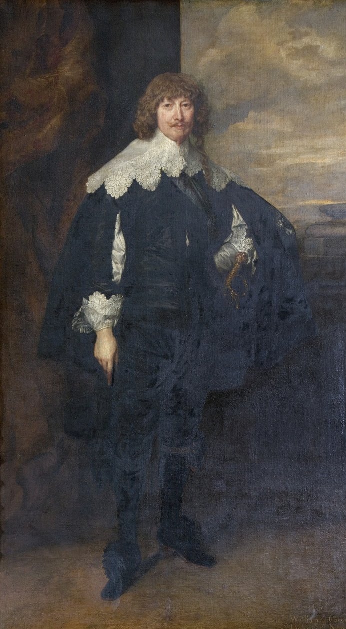 Portrett av William Cavendish, endret med blått ramme av Anthony van Dyck