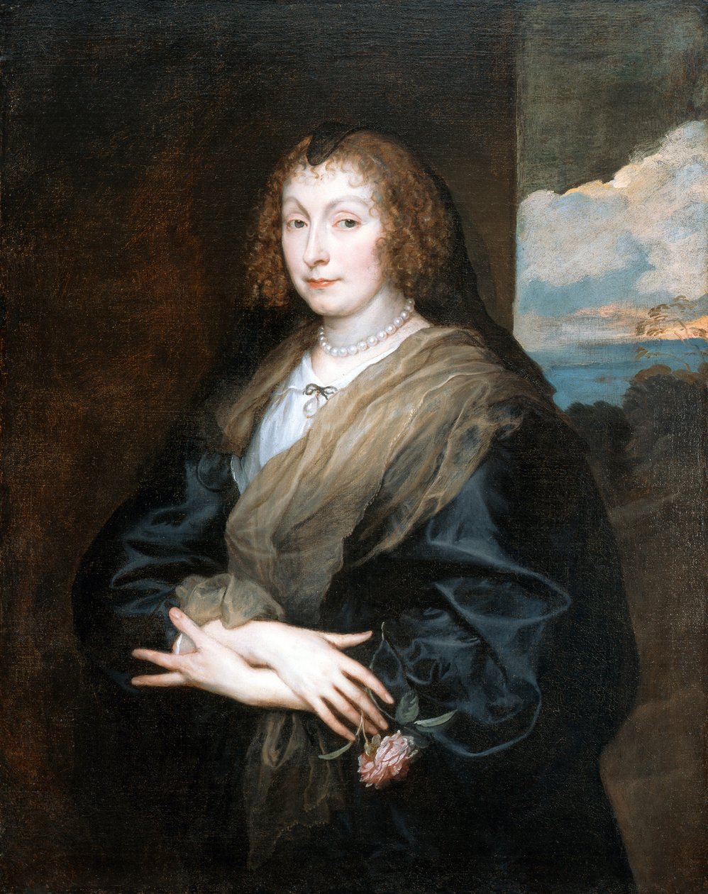 Portrett av en kvinne med en rose, mellom 1635 og 1639 av Anthony van Dyck