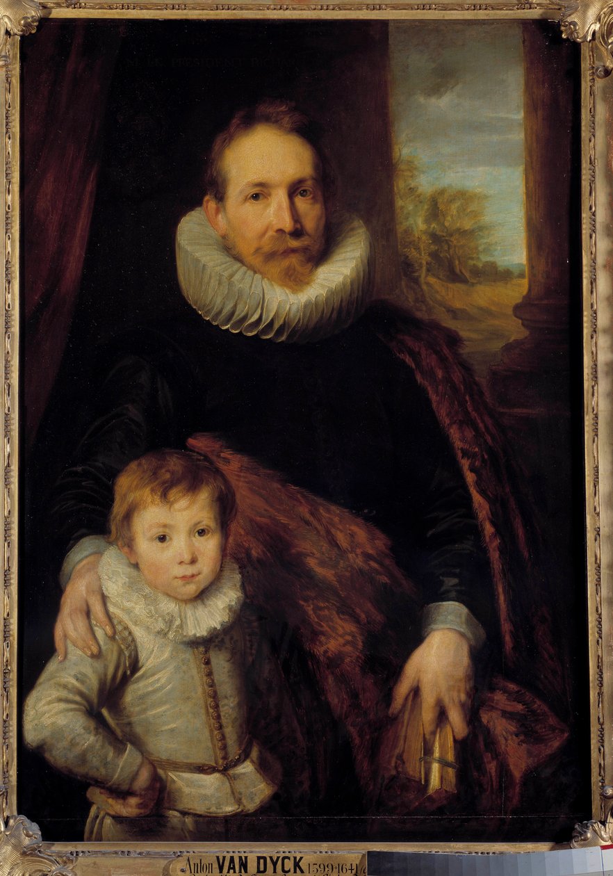 Portrett av en far og hans sønn eller «Portrett av Guillaume Richardot med sin sønn» Faren bærer jordbærkrage. Maleri av Anton (Antoon eller Anthony) van Dyck (1599-1641) 1600-tallet Søn. 1,15x0,83 m - Portrett av en far og hans sønn eller "" Guill av Anthony van Dyck