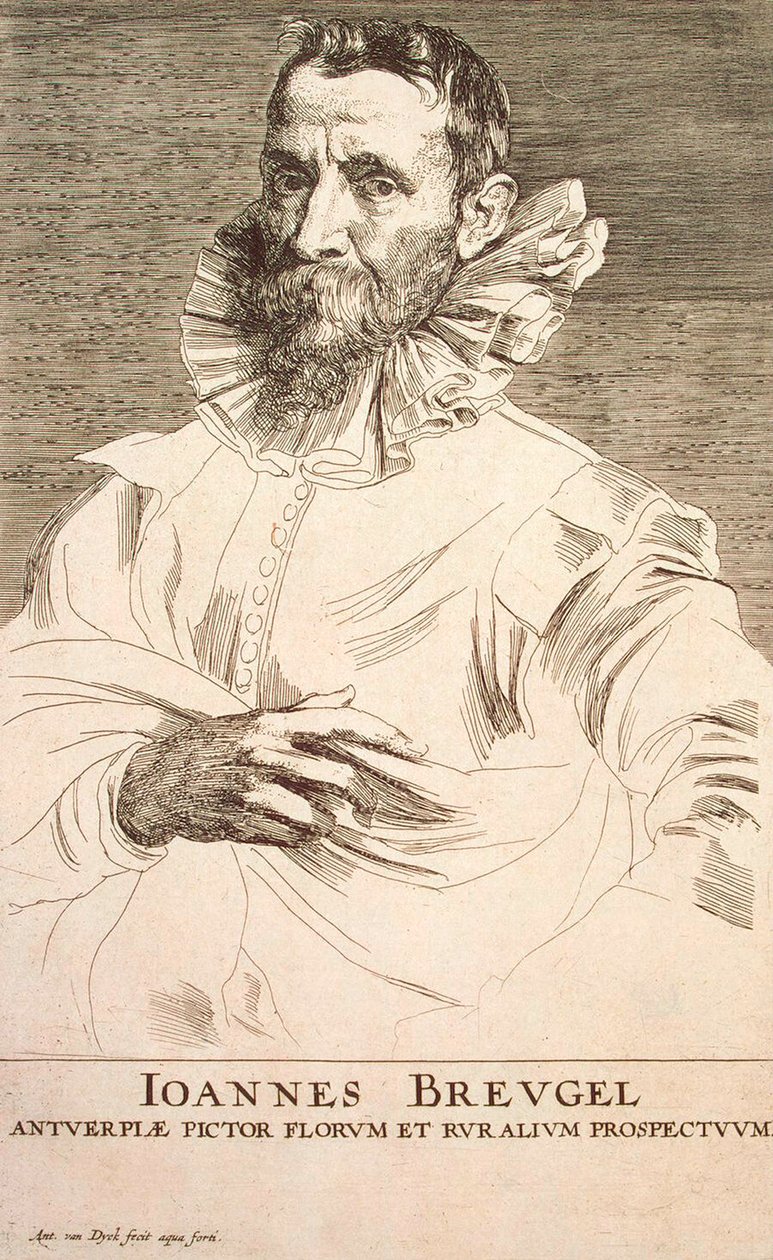 Portrett av kunstneren Jan Brueghel den yngre 1601-1678, første tredjedel av 1600-tallet av Anthony van Dyck